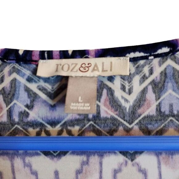 Roz & Ali Purple Printed Blouse Size Large - Picture 2 of 6